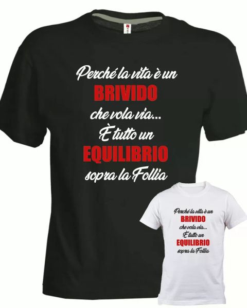 

t-shirt vasco rossi because life is a thrill that fly away black white blasco, White;black