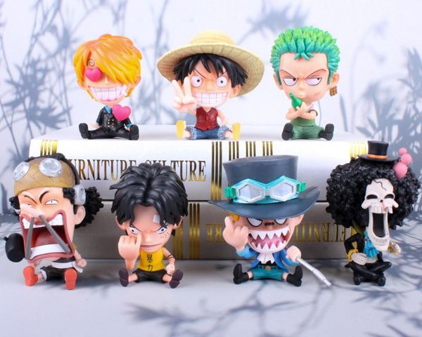 

party favor one piece anime monkey d luffy zoro nami sanji usopp pvc action sitting figure statue collection model kids toys doll style