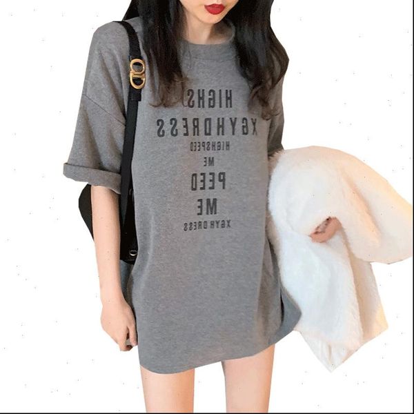 

once summer autumn round neck womens dresses long 1 2 sleeved dress grey and white letter casual elegant loose, Black;gray