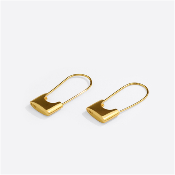 

hoop & huggie 2021 trend unique lock earrings fashion jewelry for women simple design paper clip ear stud jewel, Golden;silver