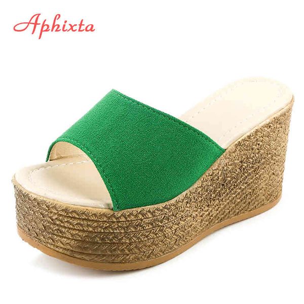 

aphixta platform wedges shoes women slippers women luxury open peep toes summer shoes black slippers women slides wedge sandals k731
