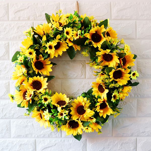 

artificial sunflower summer wreath-18 inch decor fake flower for festive & party supplies