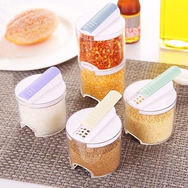 

storage bottles & jars 5pcs/set seasoning kitchen spice slip lid transparent plastic flavoring box condiment container