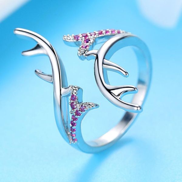 

cluster rings jewelry gift genuine simple elk opening adjustable female size ring bridal for girls couple, Golden;silver