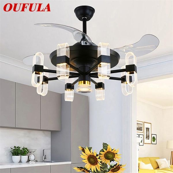 

electric fans oufula modern ceiling fan with light and control led fixtures 220v 110v decorative for home living room bedroom restaurant