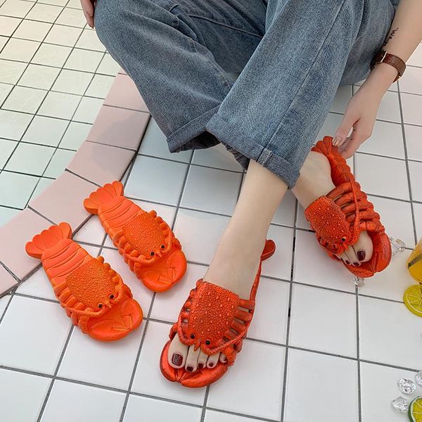 

slippers qiwn 2021 personalized slippers, women's beach leisure indoor bathroom sandals, lobster, Black