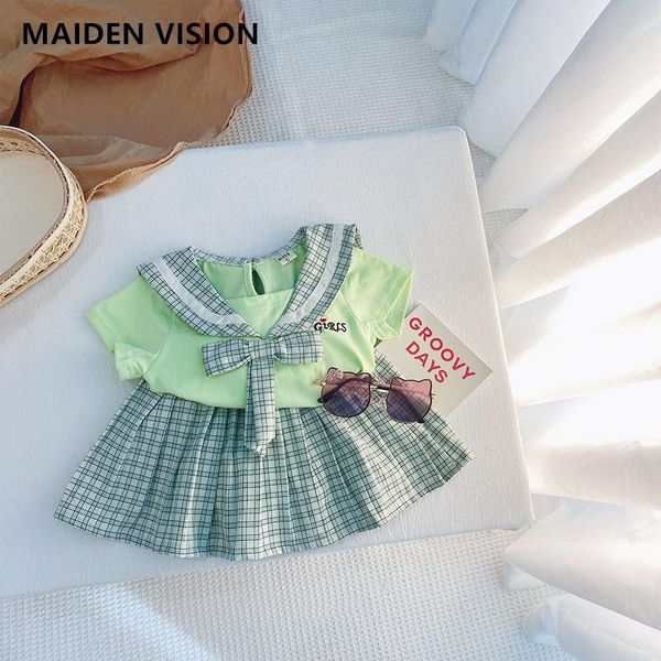 

college style girls clothes set summer clothing navy collar children's suit kids plaid skirt infant baby outfit sets, White