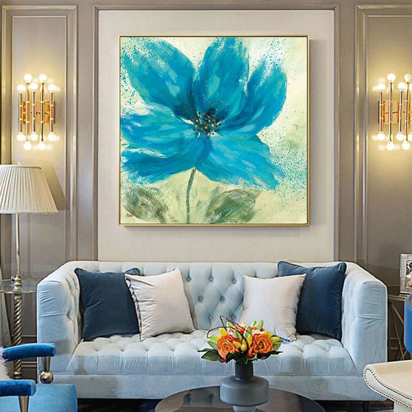 Fiore astratto dipinto a mano parete pittura a olio fatta a mano su tela per soggiorno arredamento per la casa NO FRAME