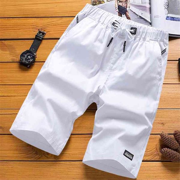 

summer men's casual shorts loose trend cotton versatile capris straight beach pants homme brand clothing 210712, White;black