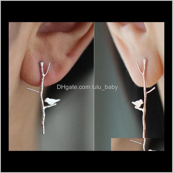 

earrings jewelry punk bird branch earring gothic alloy gold sier tone ear stud for girls drop delivery 2021 ceboi, Golden;silver