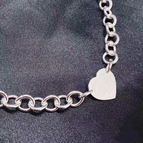 

chains 2021 trend double hole necklace classic heart pendant men's and women's 925 sterling silver postage personalized gift