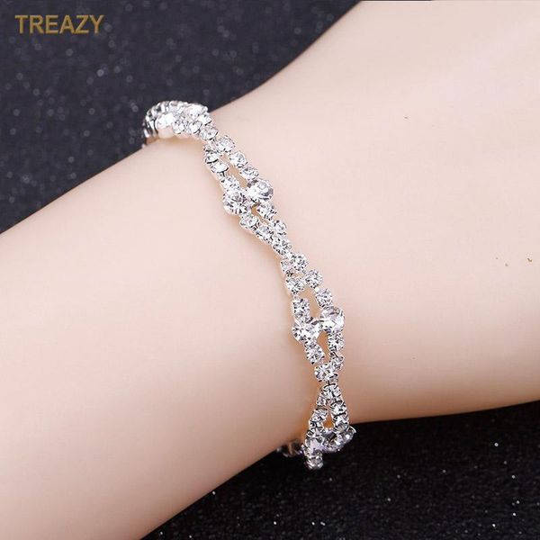 

link, chain fashion crystal bracelets for women sparkling rhinestone bridal & bangles 2021 birthday party wedding jewelry, Black