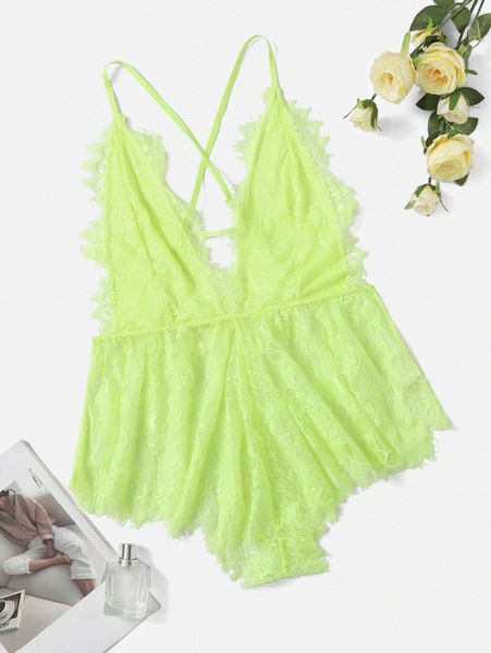 

plus eyelash lace criss cross romper bodysuit m7jf#, Black;white
