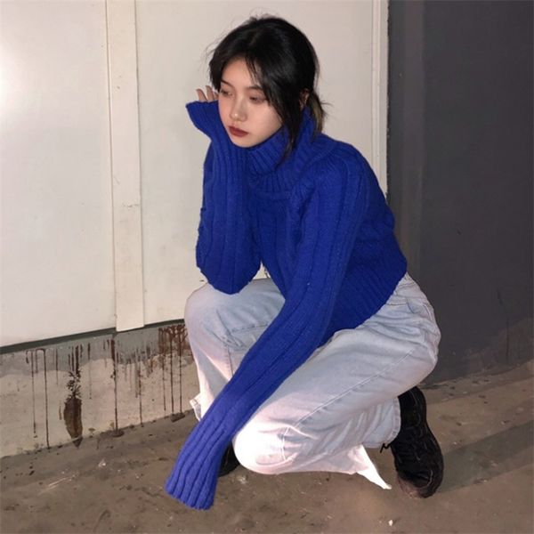 

korean version of high neck short sweater autumn and winter women's thick loose pullover uk397 210507, White;black