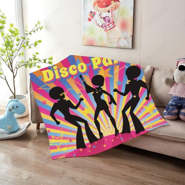 

blankets cartoon disco party for beds funny colorful sherpa fleece blanket plush bedspread custom dropship
