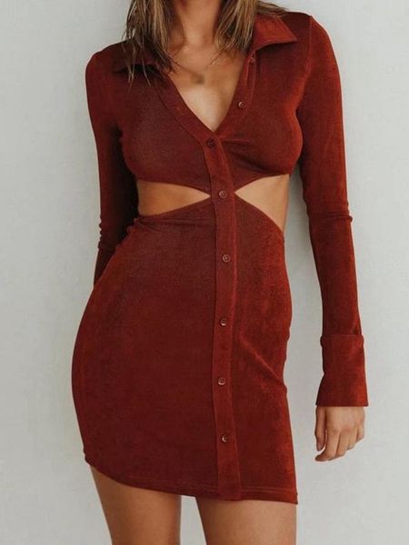 

women's knits & tees verlena long sleeve turn-down collar hip length sweater knitted spring autumn slim pencil dress 2021 hollow cardig, White