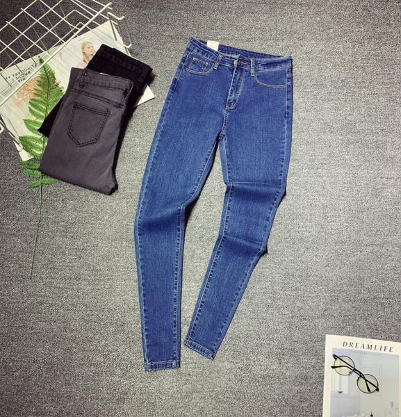 

women's jeans plus size 5xl fashion women pencil pants high waist slim elastic skinny trousers fit lady wj89, Blue