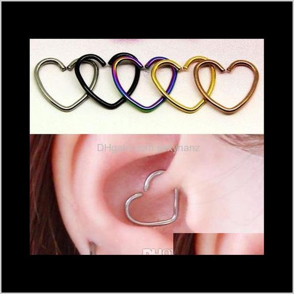 

nose rings & studs mix orbital earring 1.2mm heart tragus ear piercing cartilage body jewelry drop delivery 2021 btawk, Silver