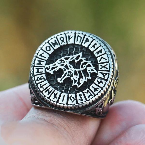 

wedding rings nordic viking hungry wolf men ring vintage thai silver domineering rock punk animal for male jewelry, Slivery;golden
