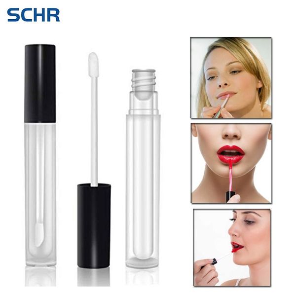 

storage bottles & jars 10 pack 10ml diy clear refillable empty lip gloss tubes lipstick tube black cap with rubber inserts