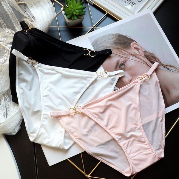 

women's panties underwear low waist satin for women seamless briefs female lingerie solid soft ribbon decoration underpants, Black;pink