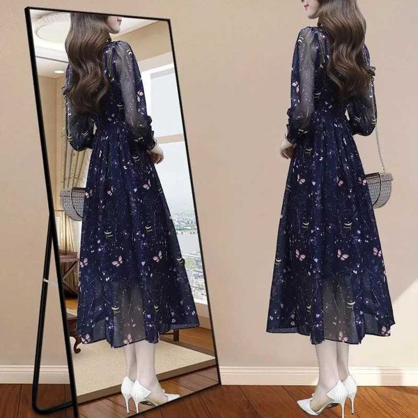 

floral chiffon drs popular women's spring and summer 2021, Black;gray