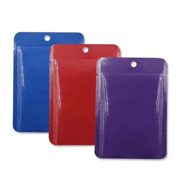 

100pcs/lot 10x14cm glossy pure aluminum foil open packing pouches with hang hole tear notch retail storage bag for nuts bean bags