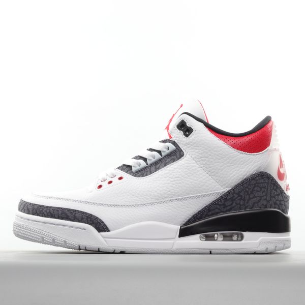 

men's and women's basketball shoes jumpman 3s flame red breathable 36-46