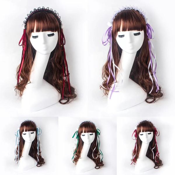 

cute girl lace concealed lolita versatile hairband kc maid headdress, White;golden