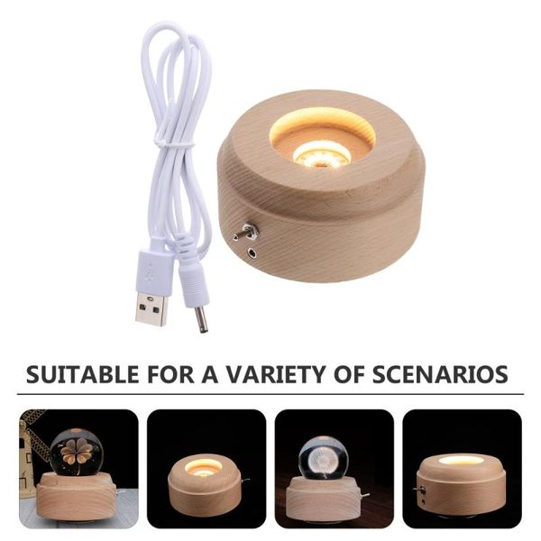 

decorative objects & figurines led wooden light base natural lamp display durable crystal