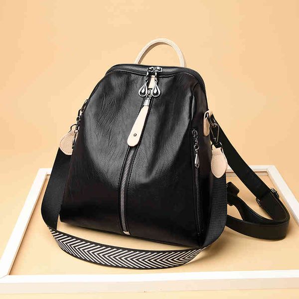 

new women backpacks soft leather backpack fashion anti-theft shoulder school bag for girls quality sheepskin female travel bag k726