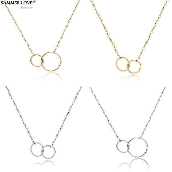 

chains initial classic double loop 8 - string silver color gold long chain necklace women gifts for girls jewelry drop