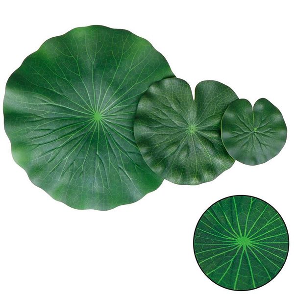 

decorations pack of 9 artificial floating foam lotus leaves water lily pads ornaments green | perfect for patio koi fish pond pool aquariu