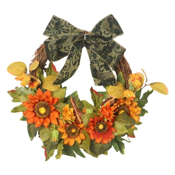 

decorative flowers & wreaths pumpkin wreath lifelike handmade artificial fall autumn for halloween thanksgiving day indoor outdoo