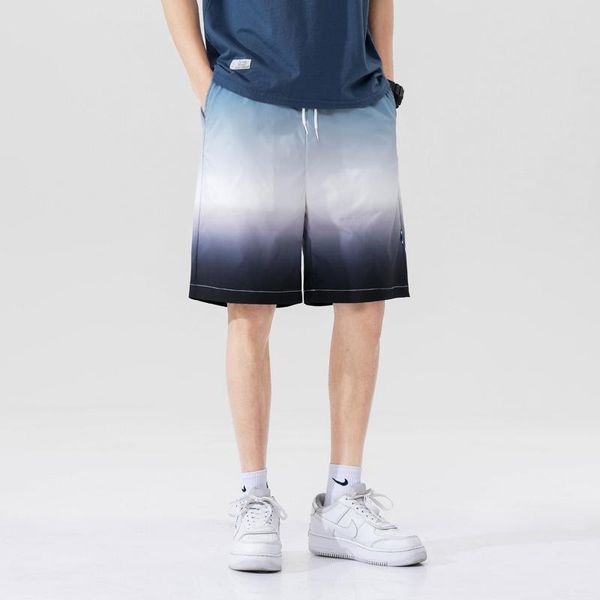 

men's shorts summer 2021 men casual gradual change loose workout running korean fashion streetwear lovers beach, White;black