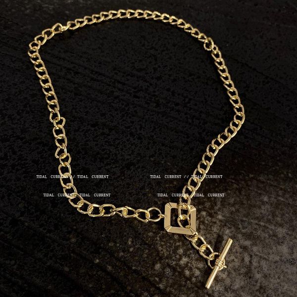 

chokers european and american retro simple clavicle chain choker necklace for women fashion toggle clasp pendant hip hop punk jewelry, Golden;silver