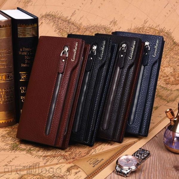 

the wallet men's long wallet business zipper hand bag wallet, Black