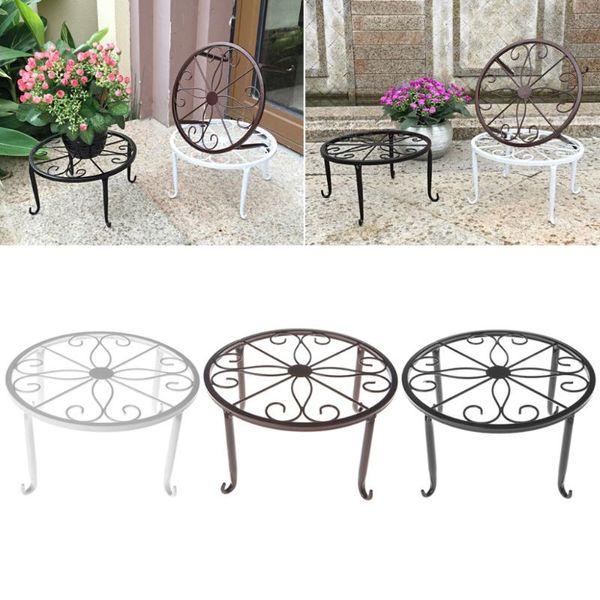 

planters & pots classic metal art plant pot stand flowerpot base holder rack round indoor outdoor home decor 23x18x13cm
