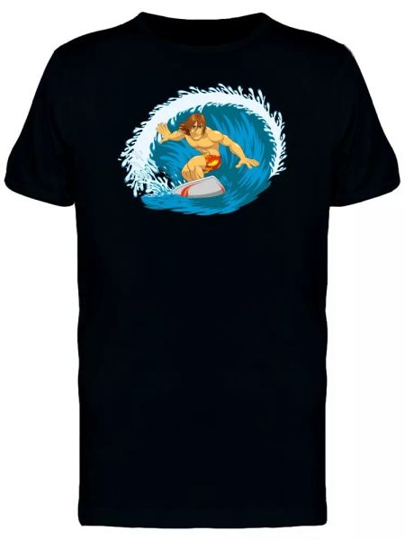 

surfer riding the wave tee men's -image by shutterstock, White;black