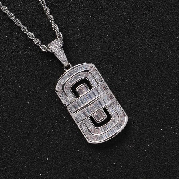 

geometric shape bling brass pendants mirco pave prong setting hip hop jewelry for man and women cn312 pendant necklaces, Silver