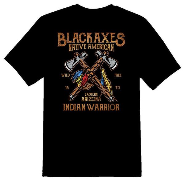 

black axes native american indian warrior black or white tee, White;black