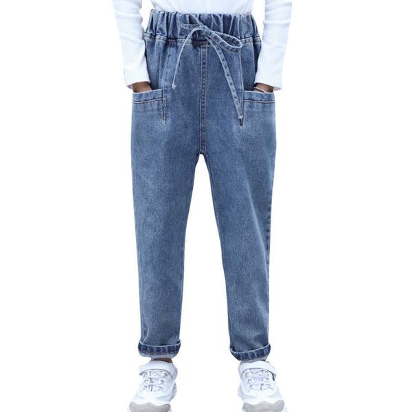 

girls jeans bow kids girl solid color children's for boys casual style clothes 210528, Blue