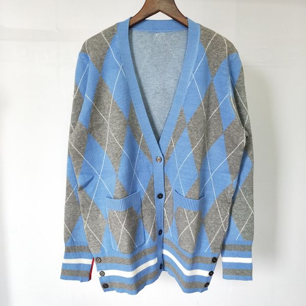 

2020 autumn brand same style regular long sleeve v neck blue kint sweate women clothes qian, White;black