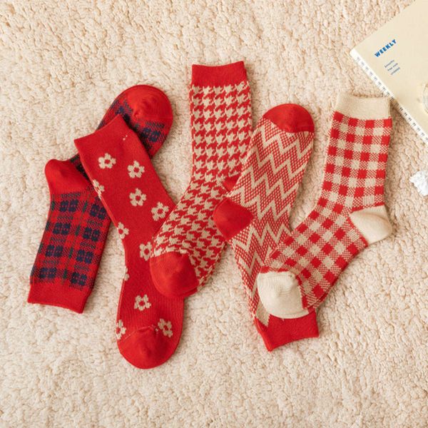 

red christmas plaid pile middle long autumn winter lucky, Black;white