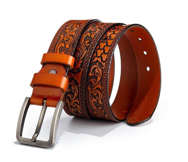 

belts bule belts men's casual pin decorative carved leather, Black;brown