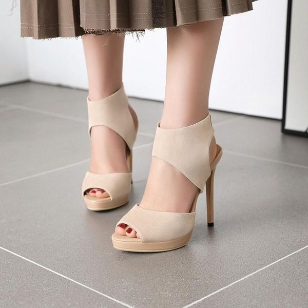 

sandals fashion women gladiator flock fish mouth woman open toe platform stiletto high heels party wedding shoes female, Black