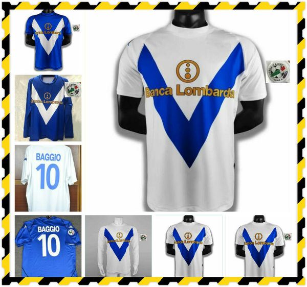 

2002 2003 retro brescia calcio soccer jerseys caracciolo baggio mauri vintage classic custom 02 03 04 short long sleeve football shirt, Black;yellow