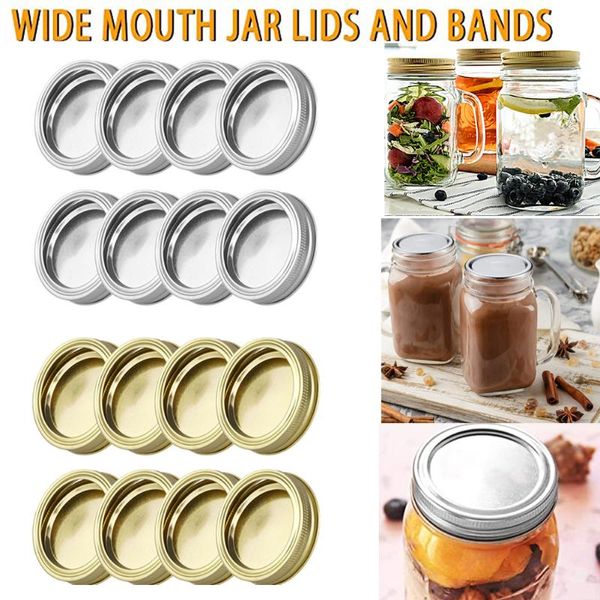 

72/60pcs 70/86mm regular mouth canning lids bands split-type leak proof for mason jar covers with sealing rings lid storage bottles & jars