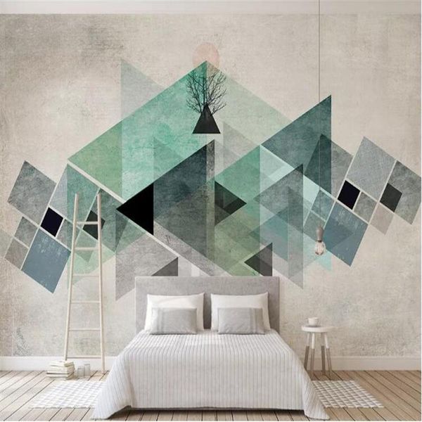 

wallpapers wellyu papel de parede 3d custom wallpaper nordic minimalistic retro geometric triangle color block tv background wall