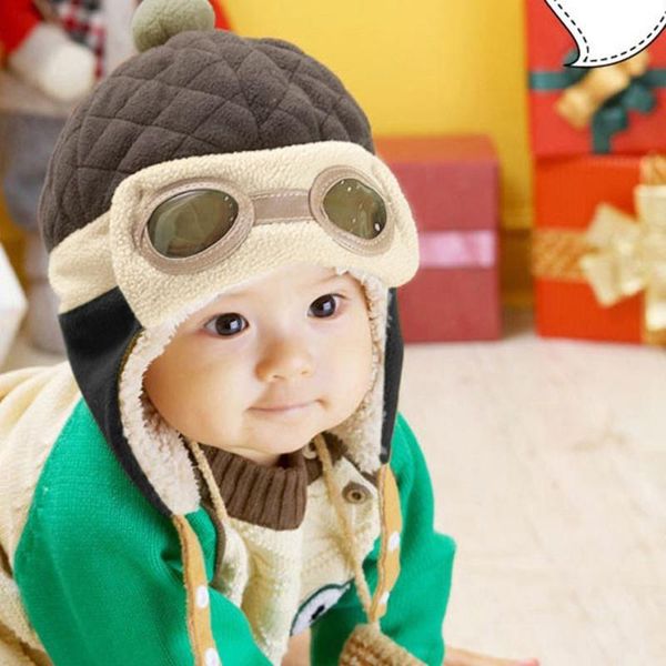 

caps & hats 2021 autumn winter warm baby hat boys cap beanie toddlers girls beanies pilot crochet 4 colors, Yellow